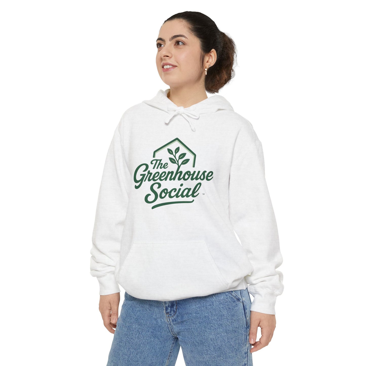 The Greenhouse Social™ Unisex Hoodie - Green on White