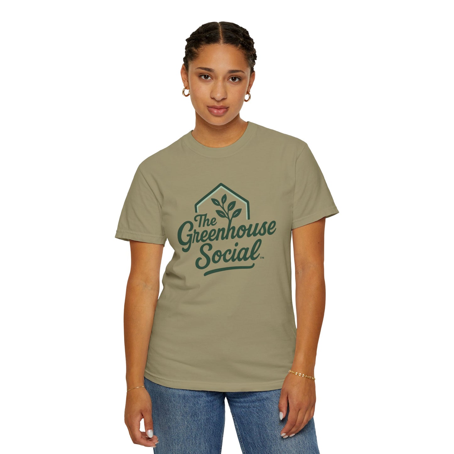 The Greenhouse Social™ Logo Tee - Green on Khaki