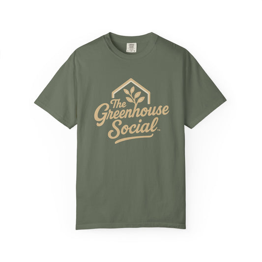 The Greenhouse Social™ Logo Tee - Tan on Moss