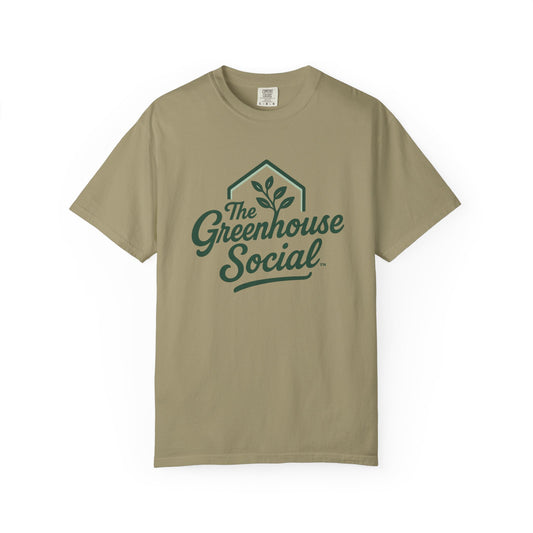 The Greenhouse Social™ Logo Tee - Green on Khaki