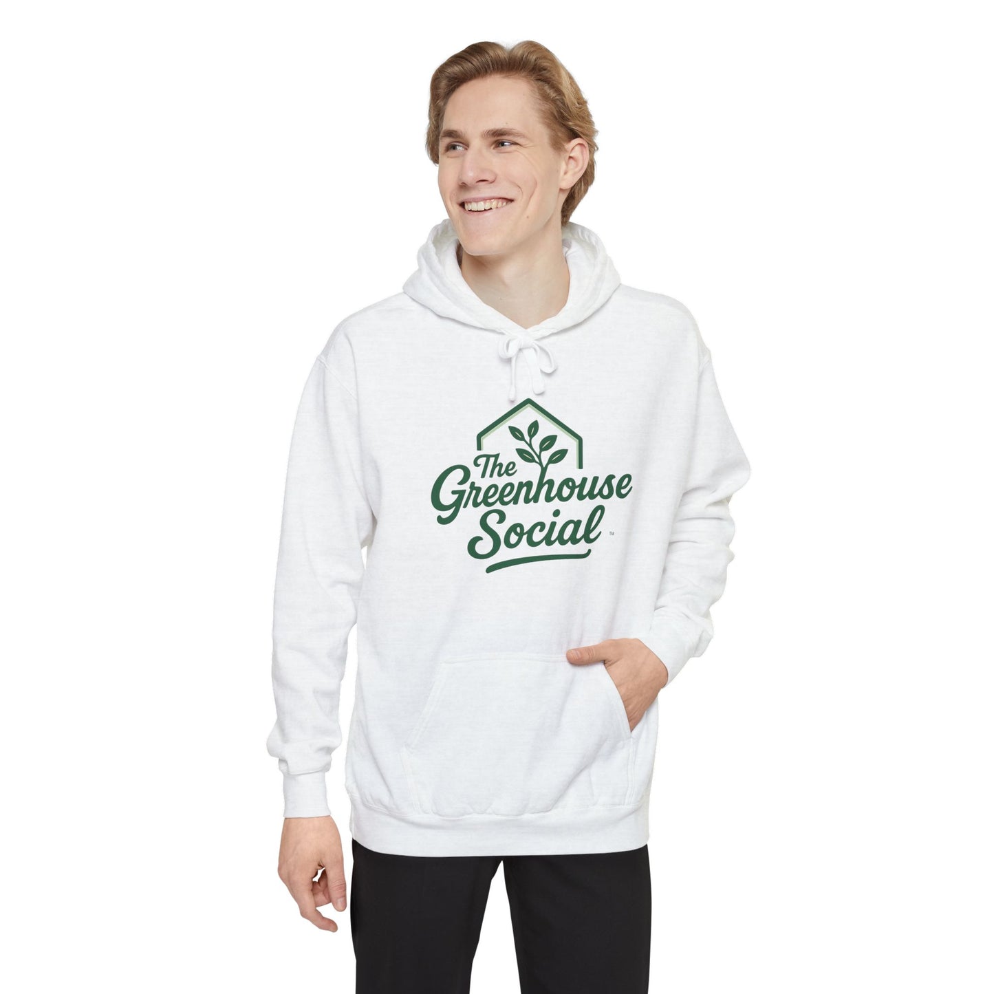 The Greenhouse Social™ Unisex Hoodie - Green on White