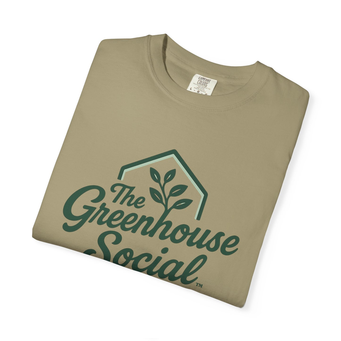 The Greenhouse Social™ Logo Tee - Green on Khaki