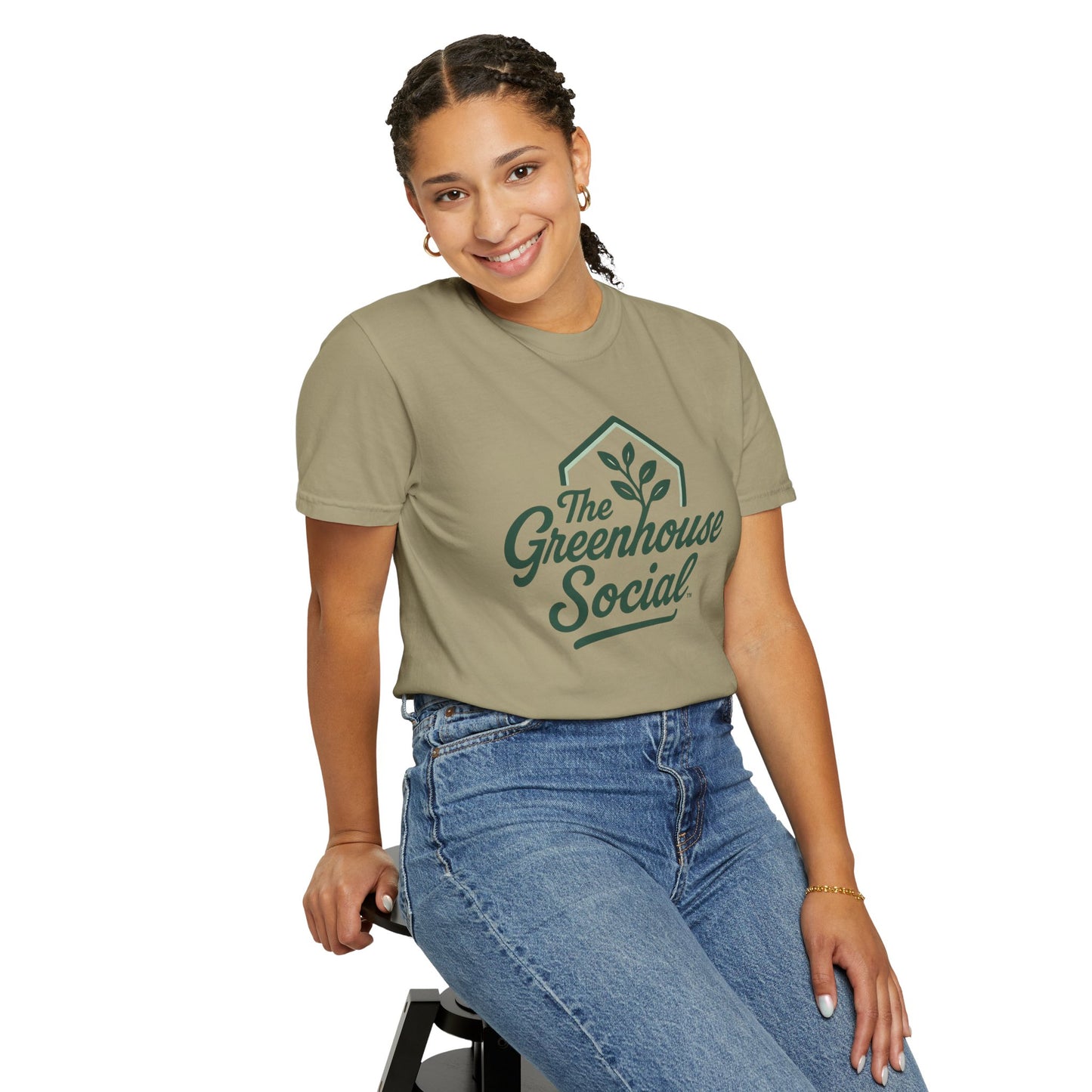 The Greenhouse Social™ Logo Tee - Green on Khaki