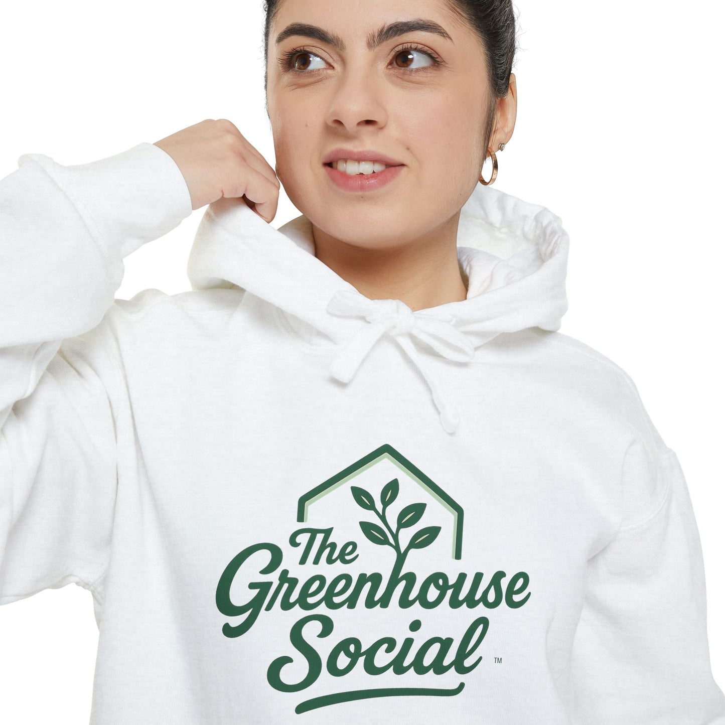 The Greenhouse Social™ Unisex Hoodie - Green on White