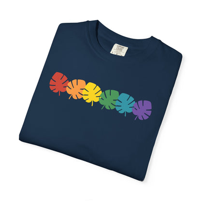 Rainbow Monstera T-Shirt — Pride Tropical Leaf Graphic Tee