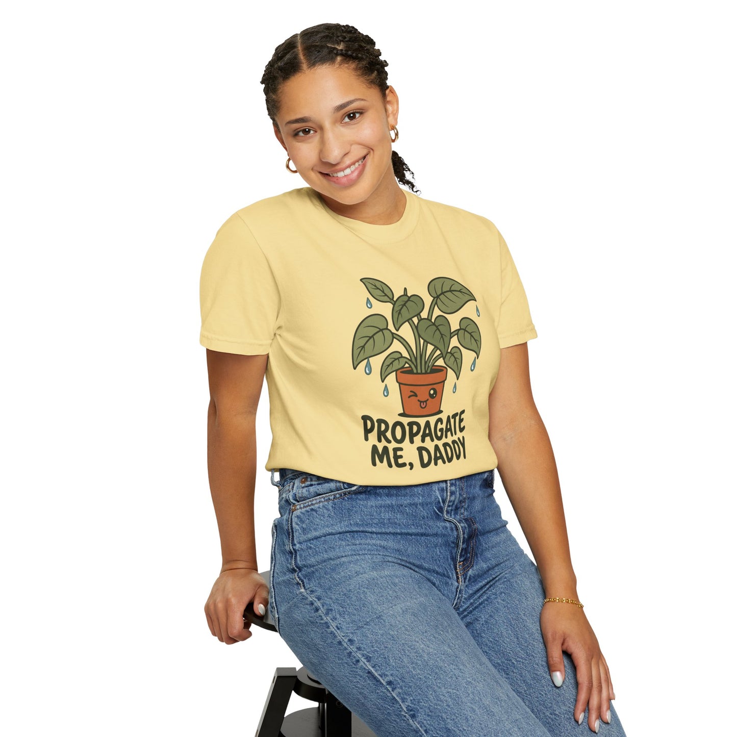 Propagate Me Daddy T-Shirt in Butter — Funny Tee for Plant Lovers, Gardening Dads, & Boyfriends