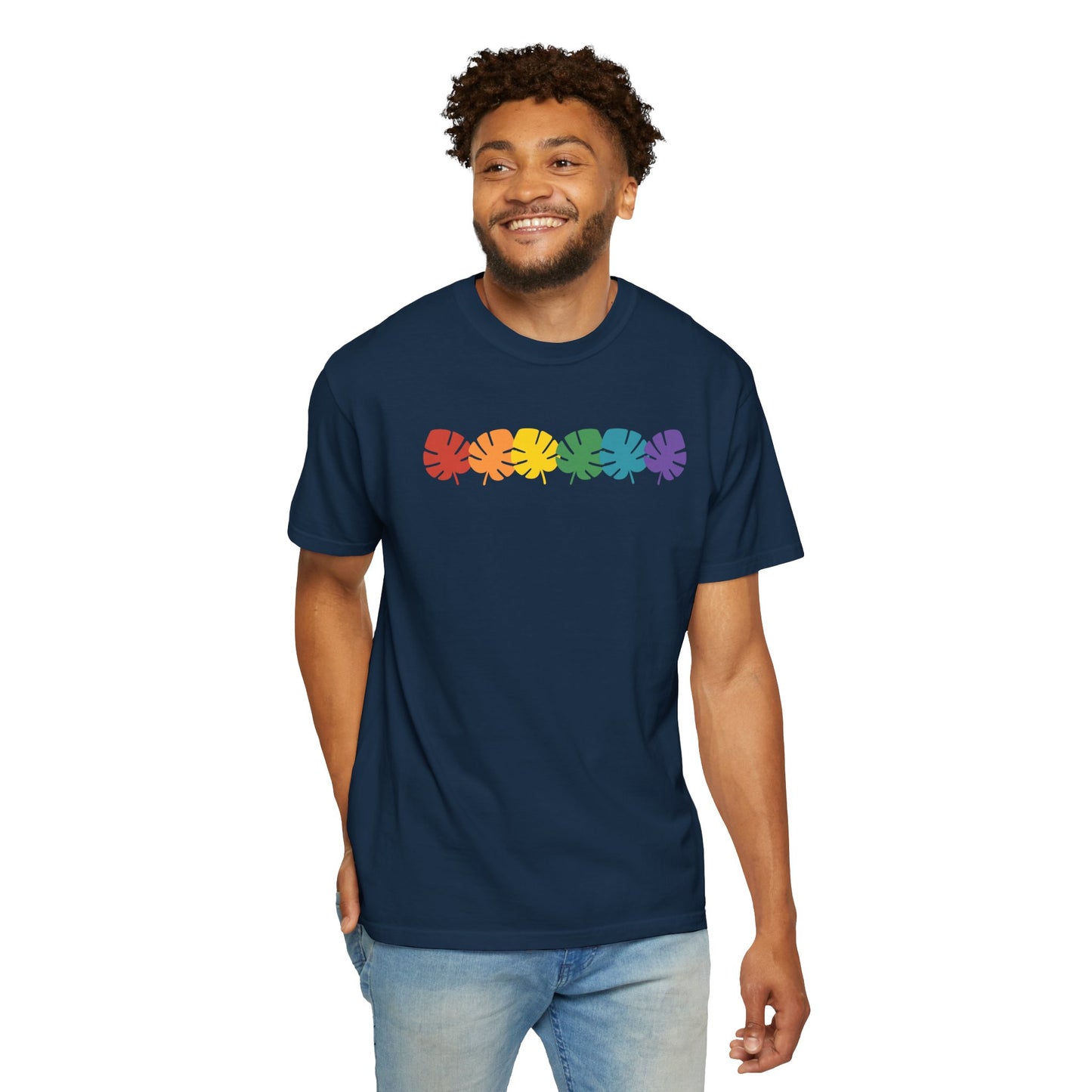 Rainbow Monstera T-Shirt — Pride Tropical Leaf Graphic Tee