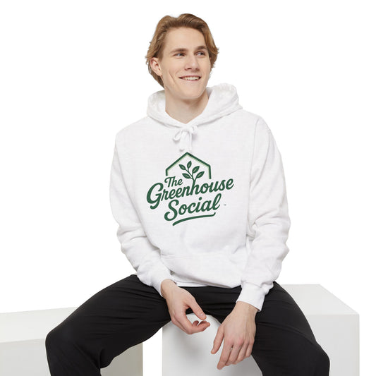 The Greenhouse Social™ Unisex Hoodie - Green on White